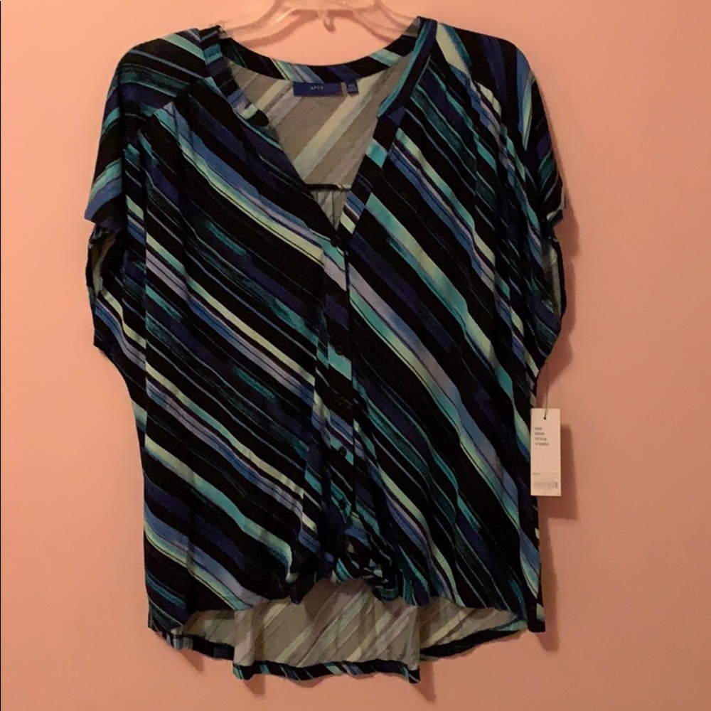 Apt 9 blue striped top cute knot XXL plus size NWT